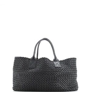 Bottega Venetta Black leather hand woven bag. Made in Italy. Authentic.